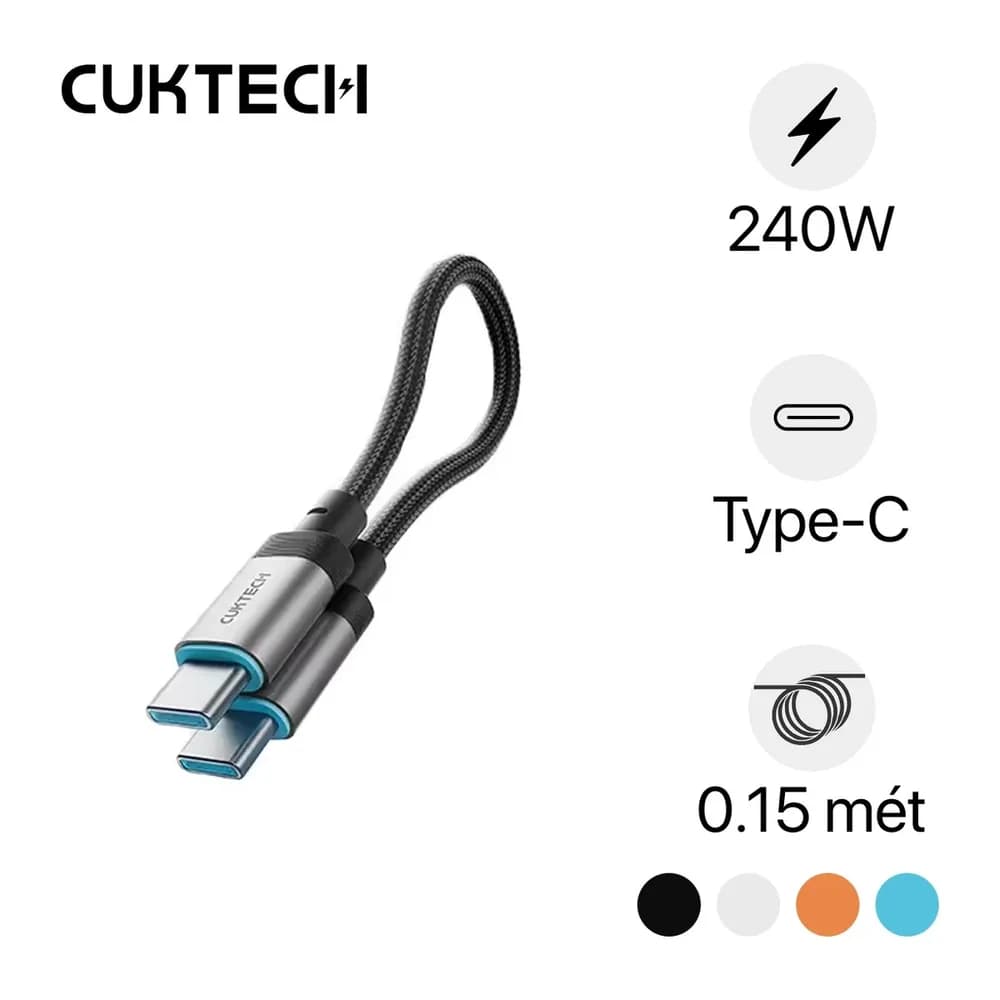 Cáp Cuktech USB-C to USB-C 6A 240W 0.15m (CTC615S)